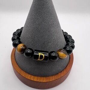Brand New Black Onyx & Tiger Eye Beaded Bracelet